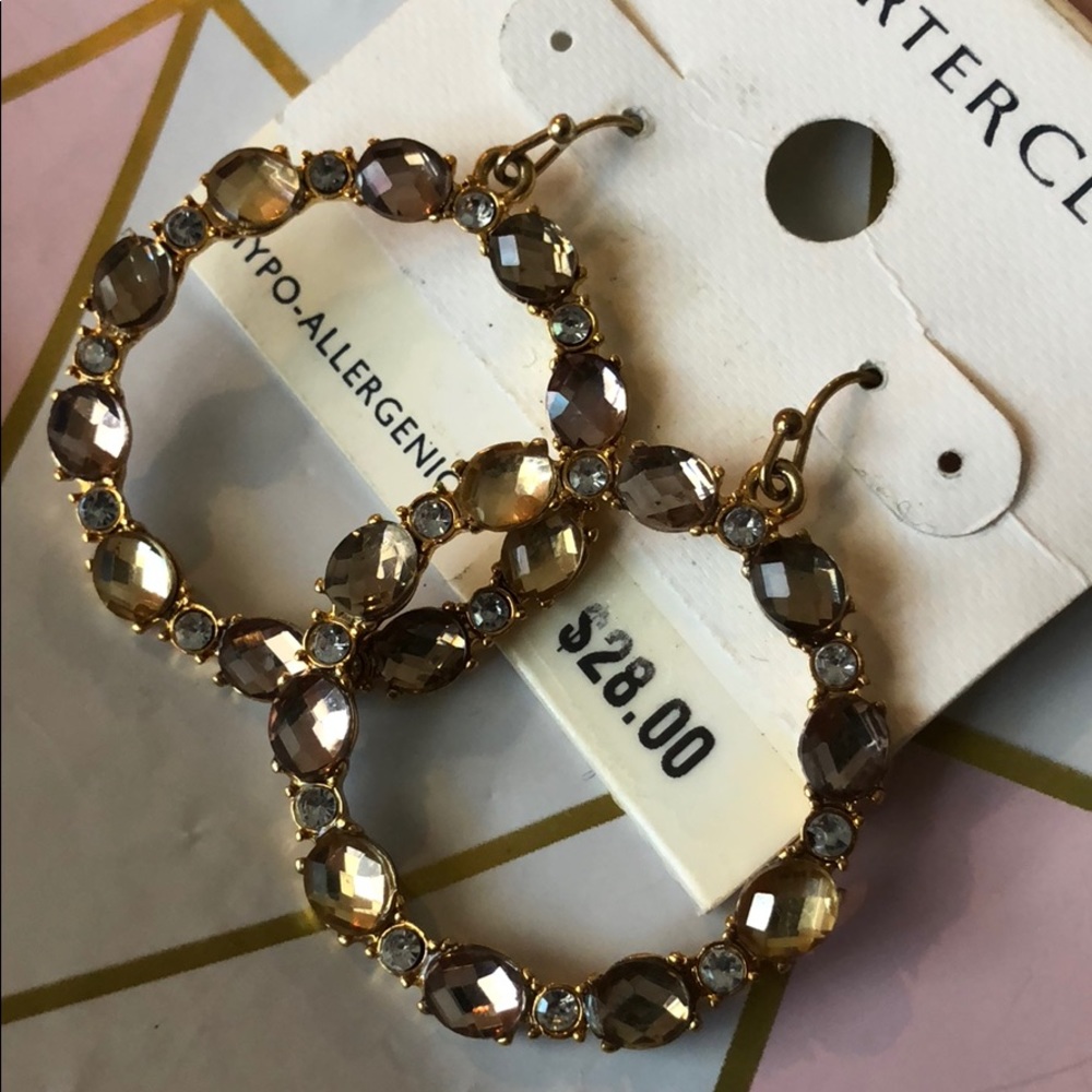 Charter Club Champagne Gems Round hook earrings